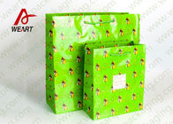C1S Card Paper Christmas Present Bag , PP Flat Ribbon Christmas Brown Paper Bags