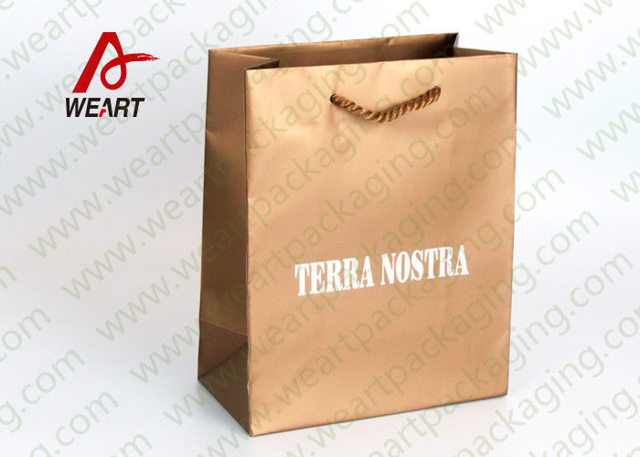 Reusable Golden Custom Printed Paper Bags Medium Size 250 * 110 * 300