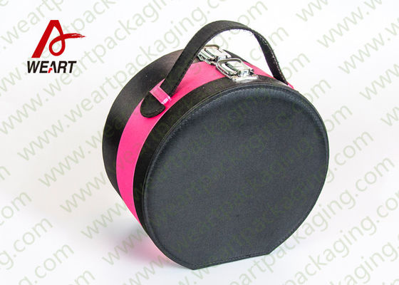 Organisateur cosmétique rond de maquillage de boîte de papier de noir et de rose avec le diamètre du miroir 25cm